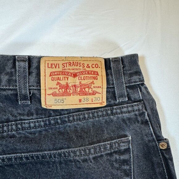 Vintage Levis 505 Jeans Mens 38x30 Black Gray Y2K Straight Red Tag - Picture 8 of 16